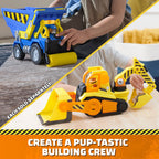 Paw Patrol Rubble and Crew Строителна машина със звукови и светлинни ефекти и кученце Уийлър