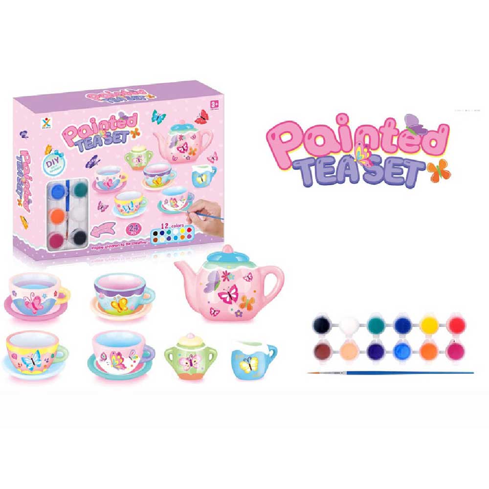 N-TOYS Сервиз за Чай за Оцветяване Painted Tea Set с Пеперуди