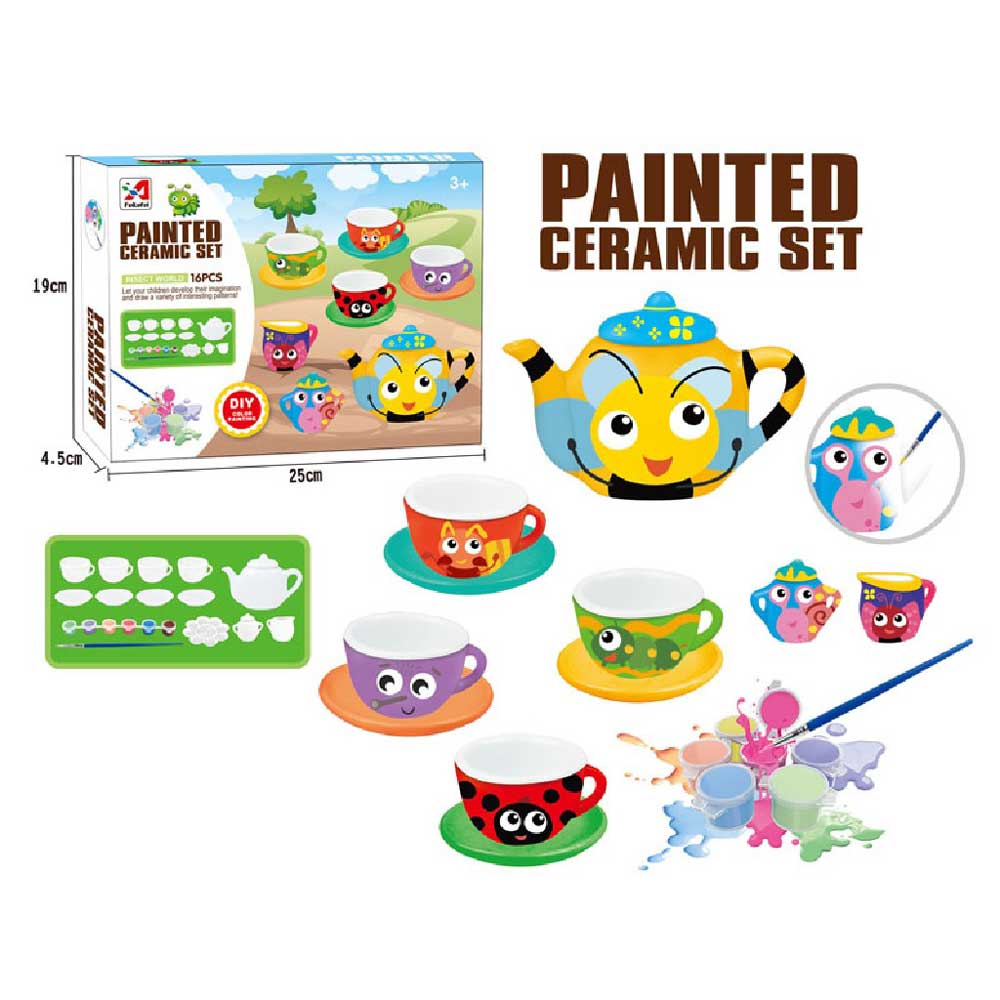 N-TOYS Сервиз за Чай за Оцветяване Painted Ceramic Set Насекоми