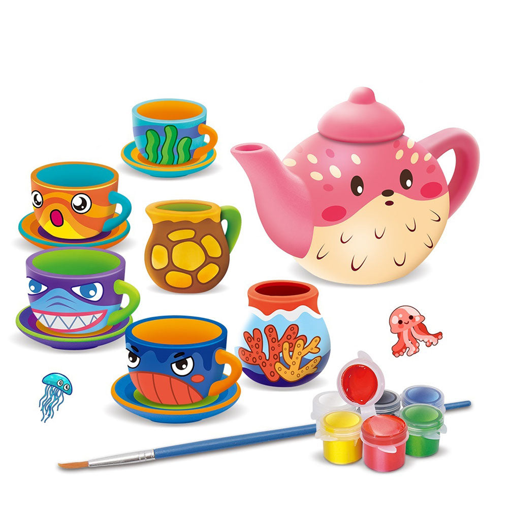 NTOYS Керамичен сервиз за чай за оцветяване Морски мотиви 14ч.