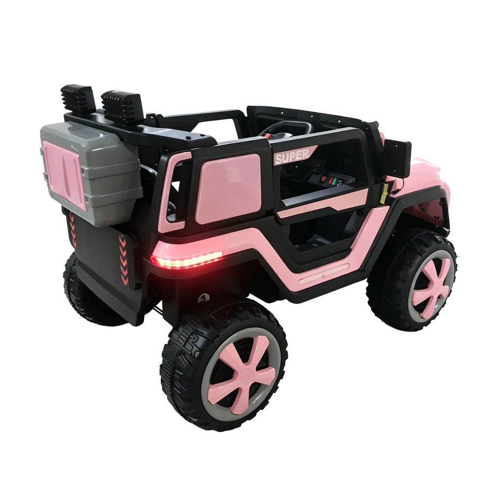 OCIE Джип Акумулаторен 12V Super с родителски контрол Сиво/Розово