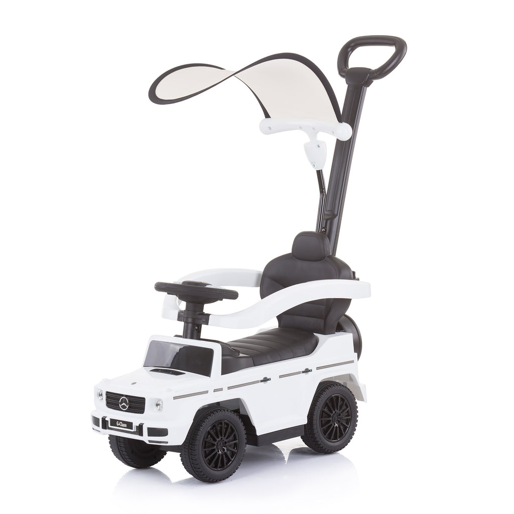 Chipolino Кола за яздене с дръжка и сенник Mercedes G350d Бяла