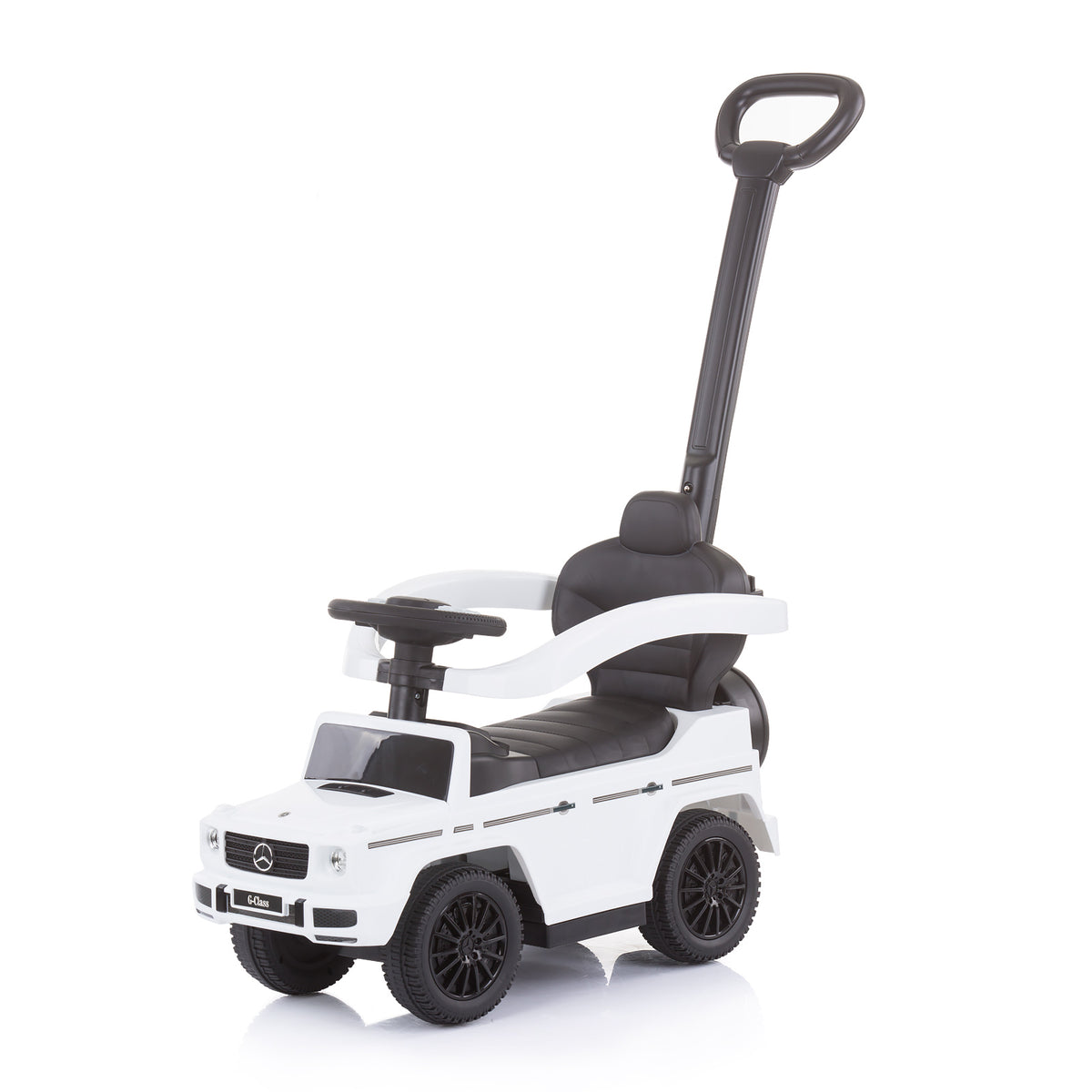 Chipolino Кола за яздене с дръжка и сенник Mercedes G350d Бяла