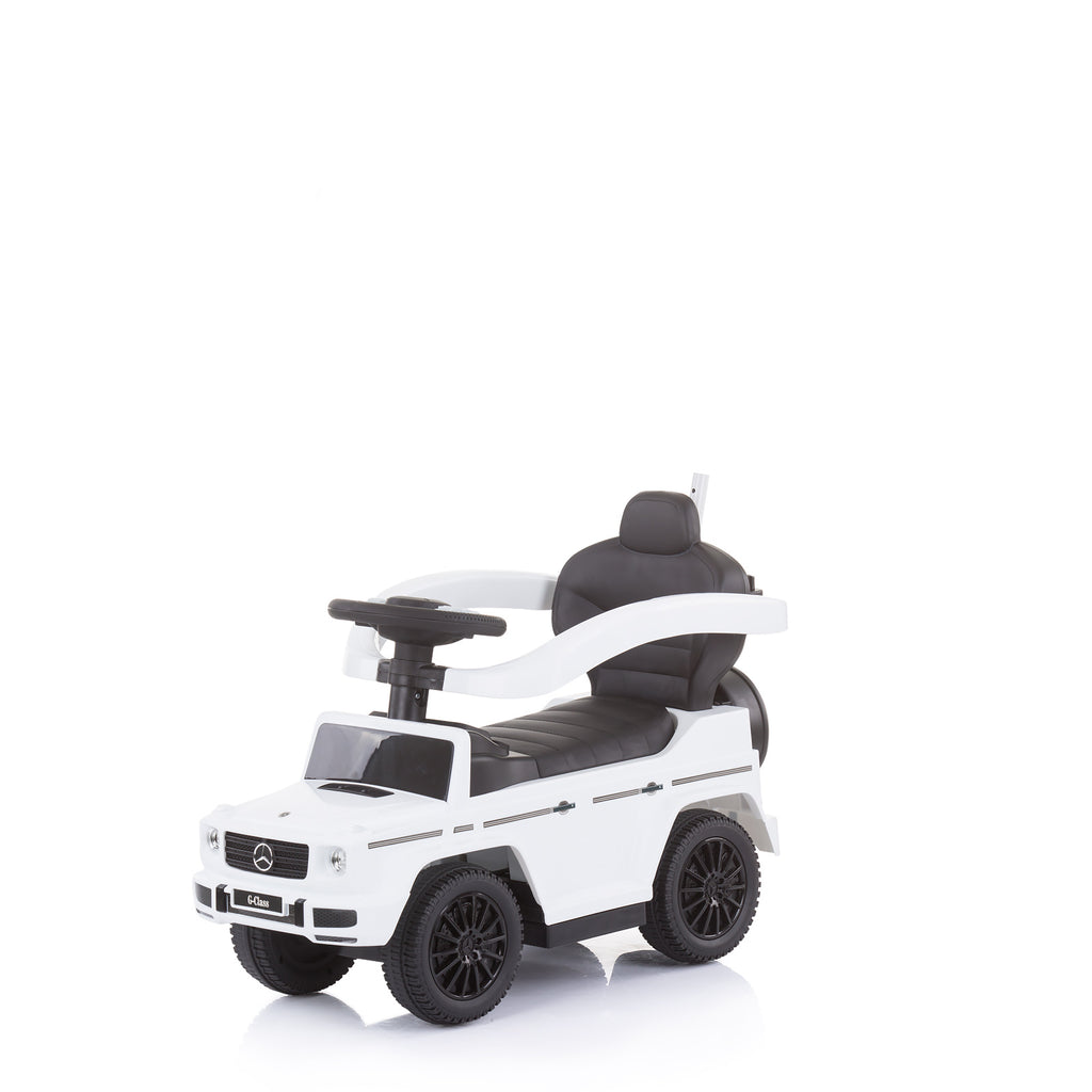 Chipolino Кола за яздене с дръжка и сенник Mercedes G350d Бяла