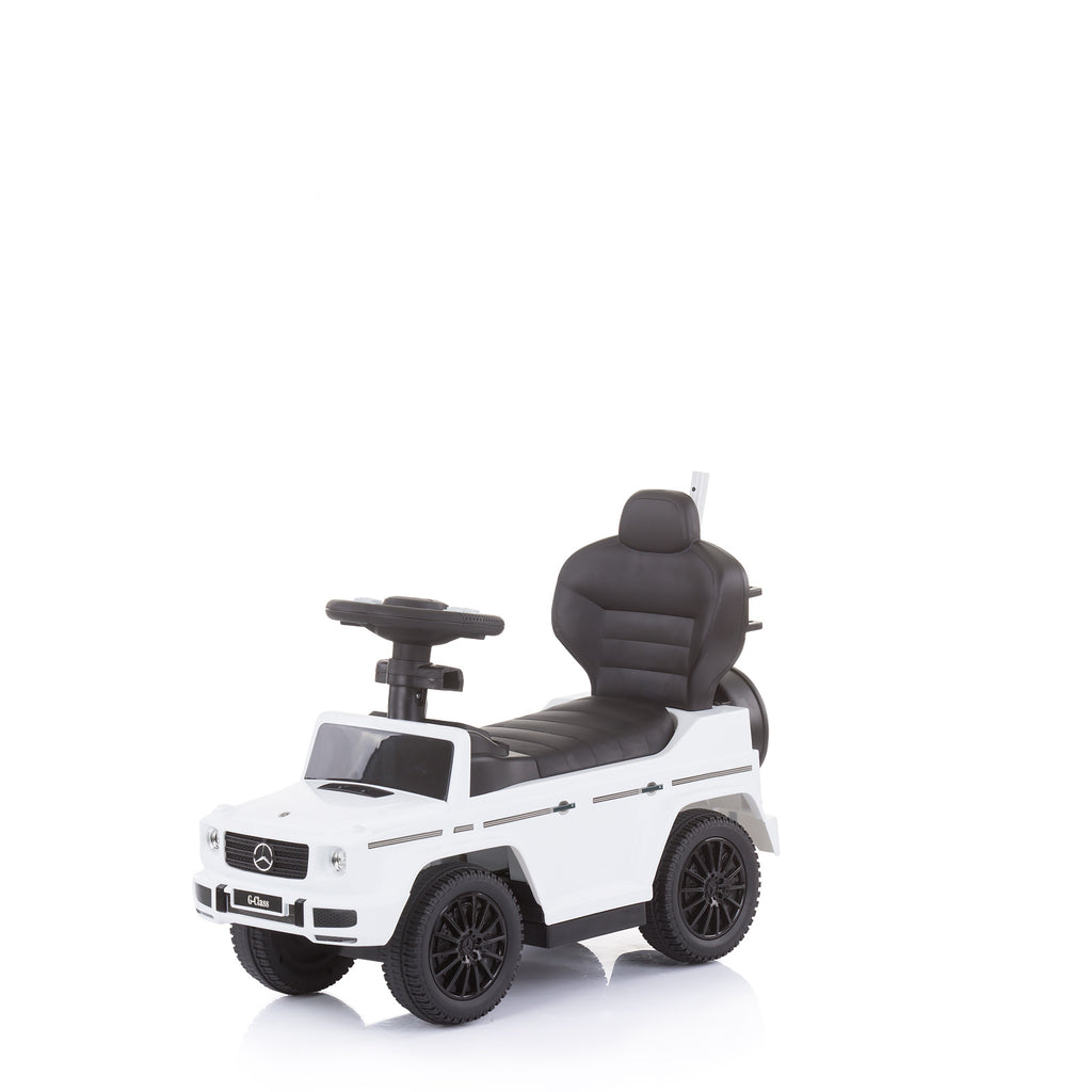 Chipolino Кола за яздене с дръжка и сенник Mercedes G350d Бяла