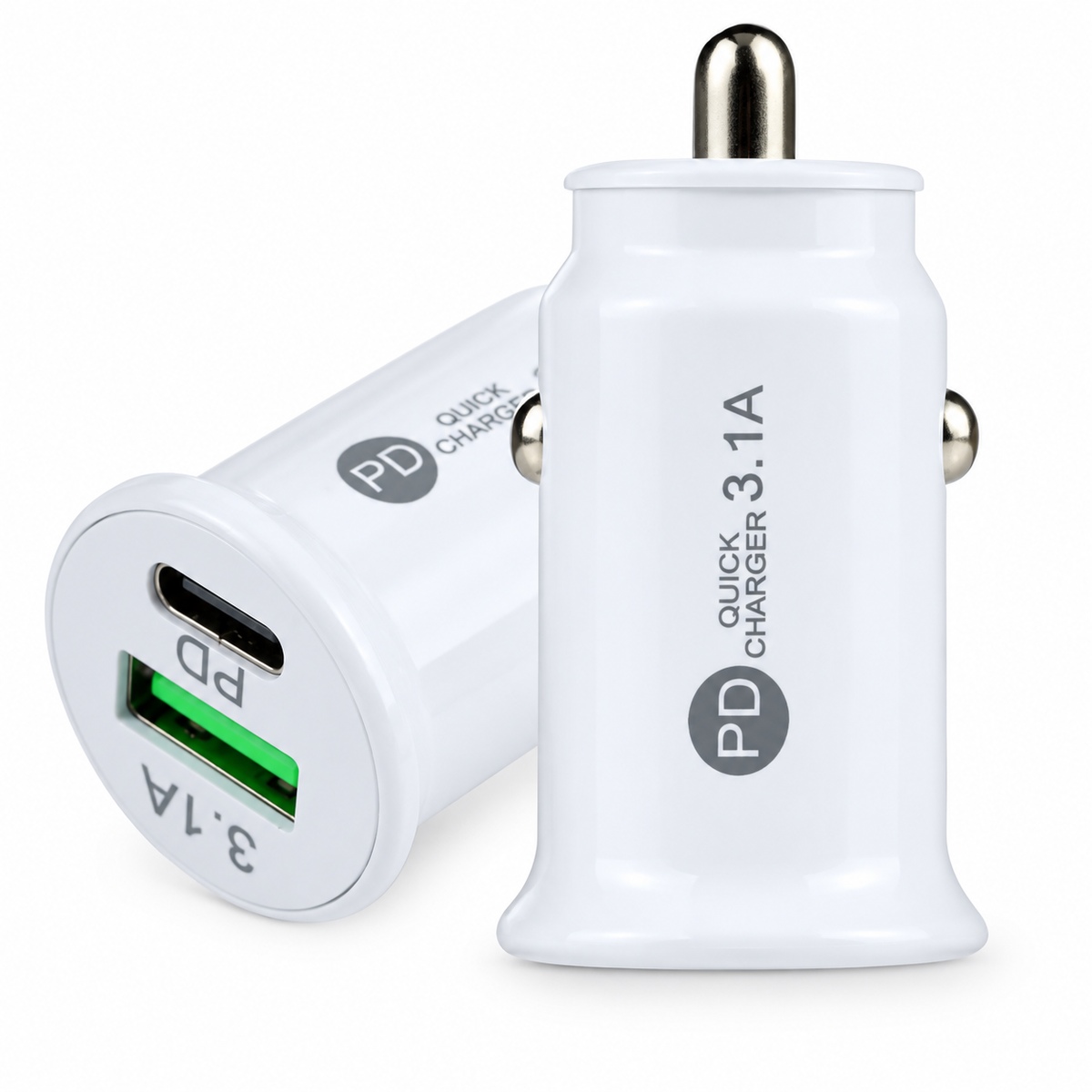 АДАПТЕР ЗА ЗАПАЛКА PG320 БЯЛ/ЧЕРЕН USB+TYPE C