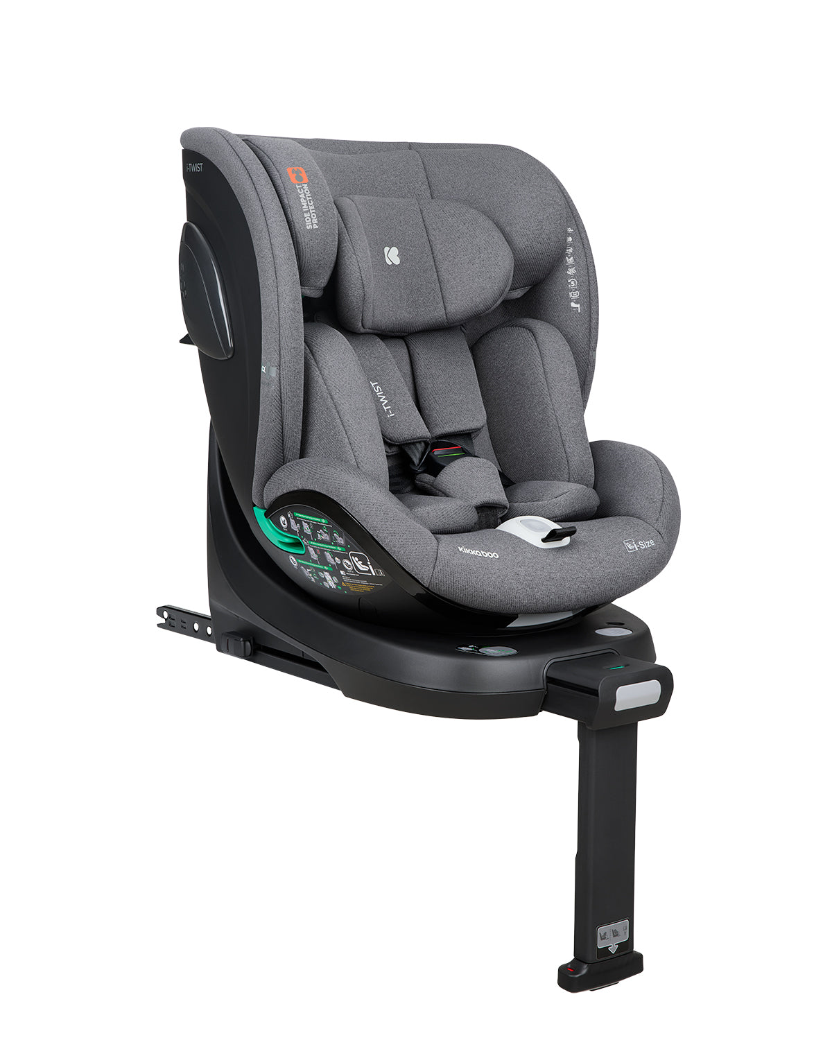 KikkaBoo Стол за кола 40-150 см i-Twist i-SIZE Light Grey