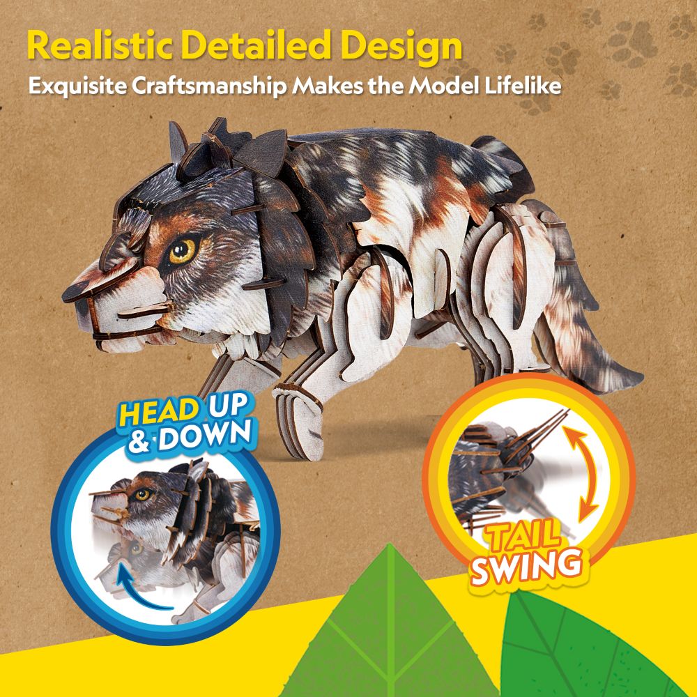 CubicFun Пъзел 3D Wild Animals Сив вълк 58ч.