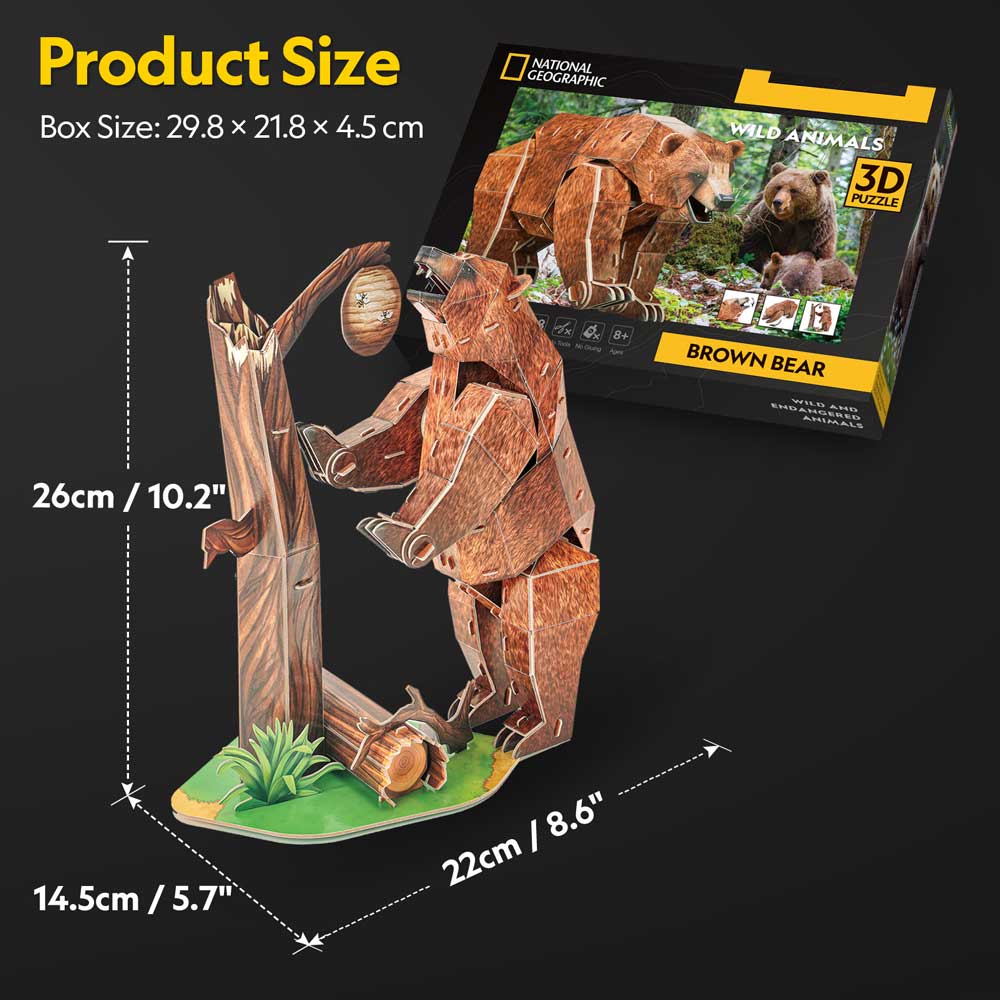 CubicFun Пъзел 3D National Geographic Кафява мечка 88ч.