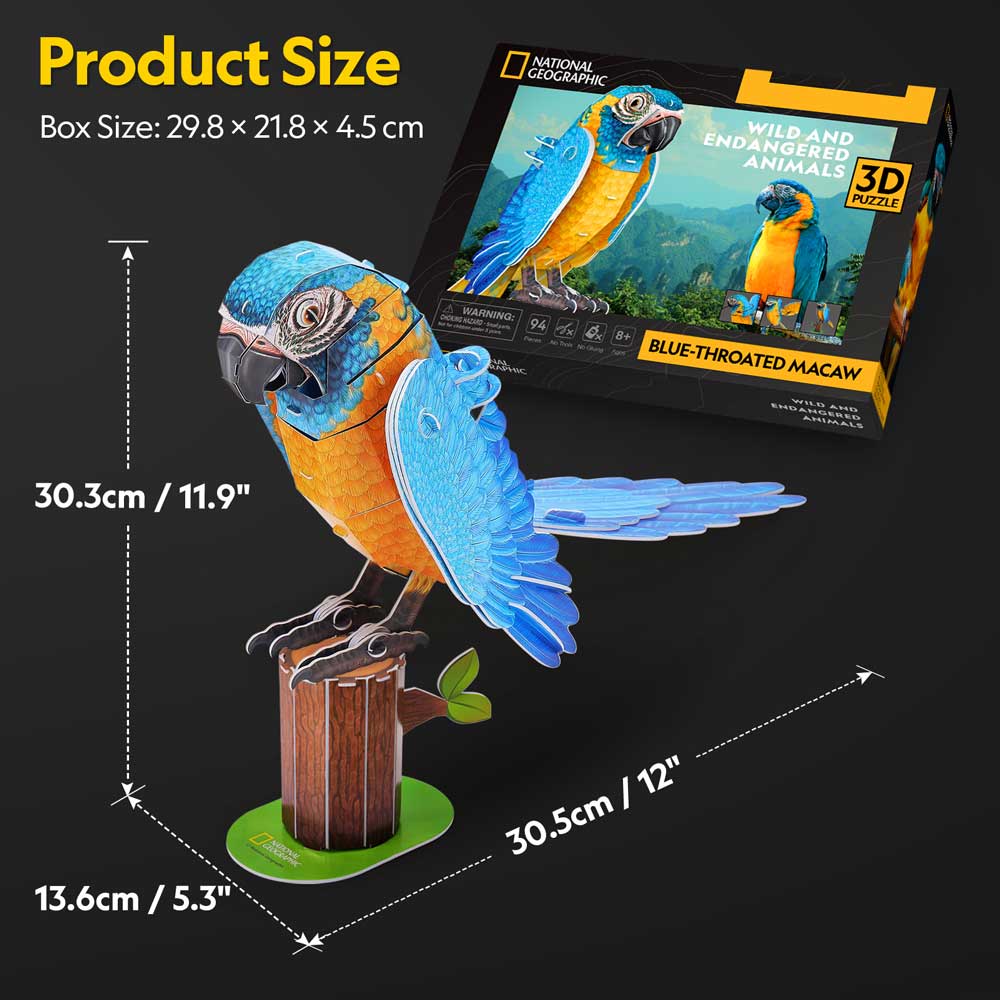 CubicFun Пъзел 3D National Geographic Синьогърлена ара 94ч.