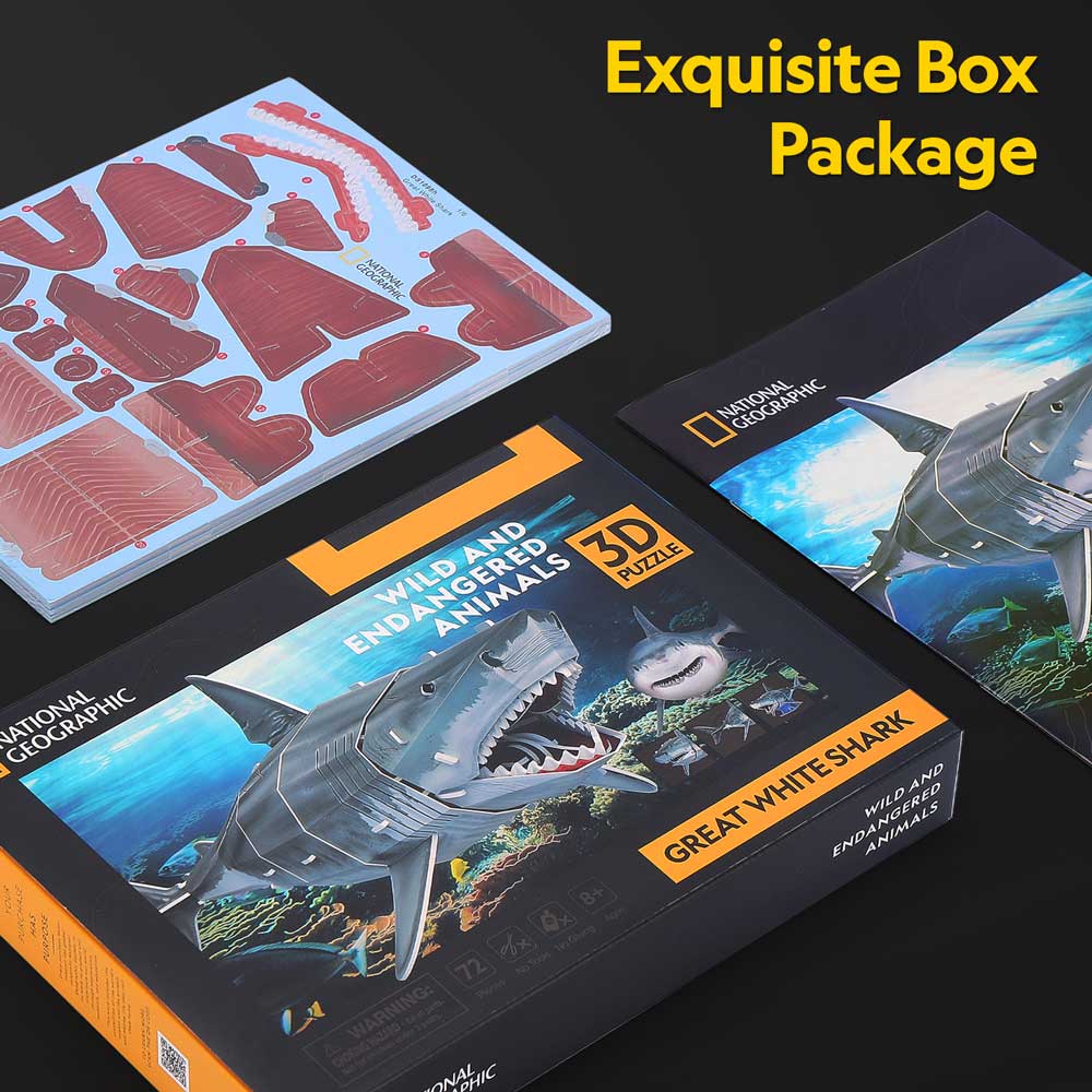 CubicFun Пъзел 3D National Geographic Голяма бяла акула 72ч.
