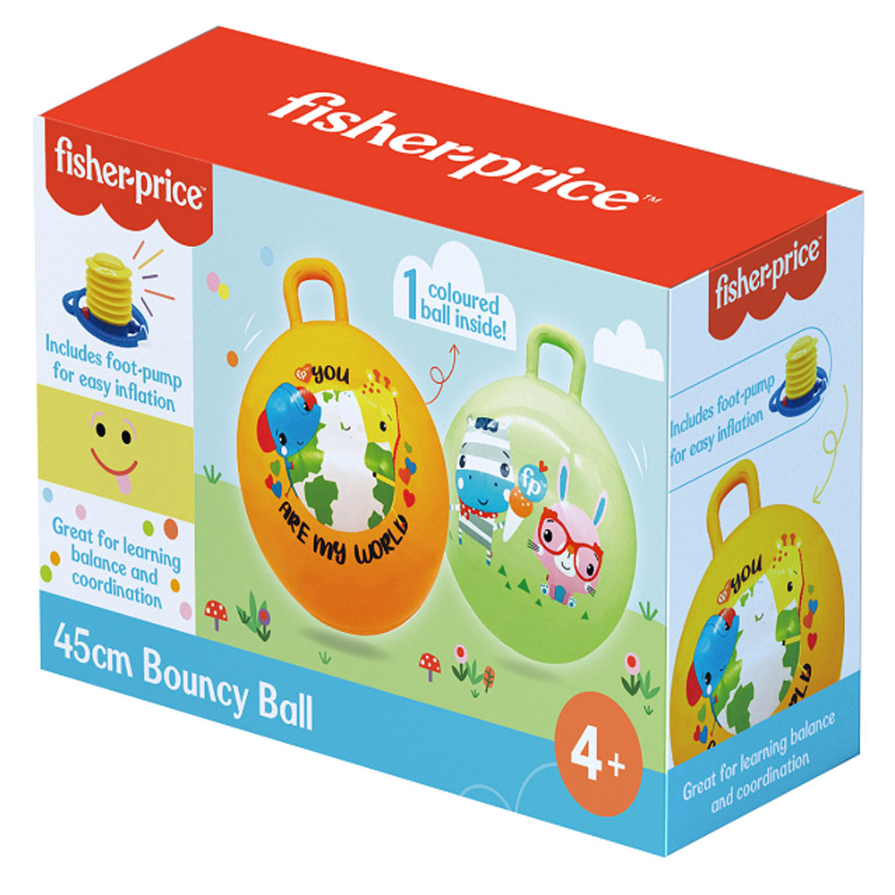 Fisher-Price® Топка за скачане Хоп Хоп с крачна помпа 45см.