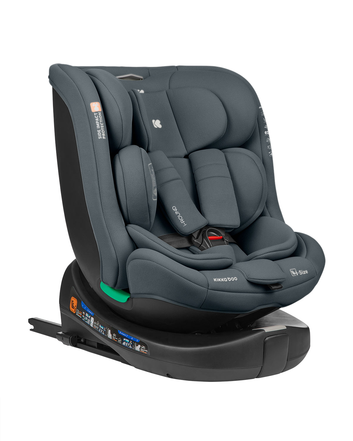 KikkaBoo Стол за кола 40-150 см i-Round i-SIZE Dark Grey