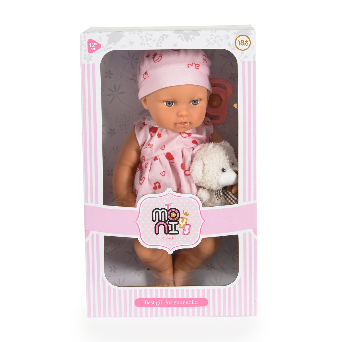 Moni Toys Кукла 30 cm Bear & Baby с рокля розова LS1255-7