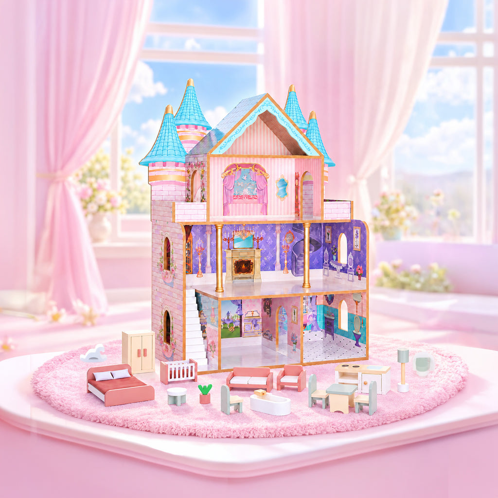 Moni Toys Дървена къща за кукли The Castle 8306
