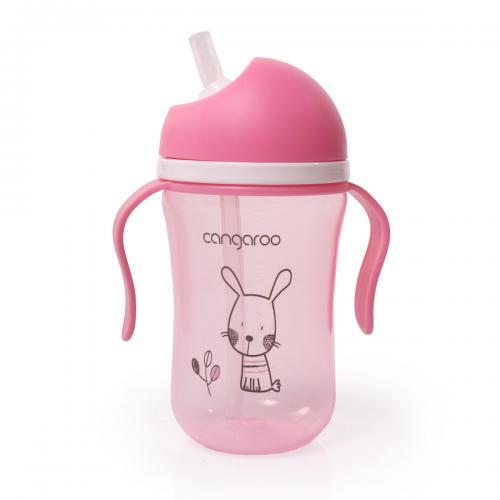 Cangaroo Чаша със силиконова сламка 300ML Bunny C0587 - Розов