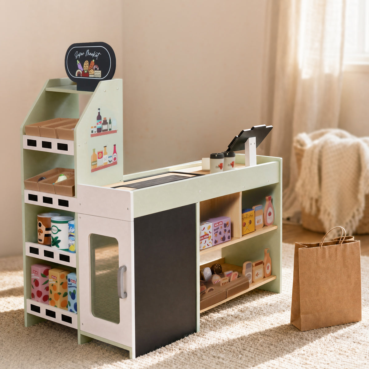Moni Toys Дървен магазин за игра W10A214D