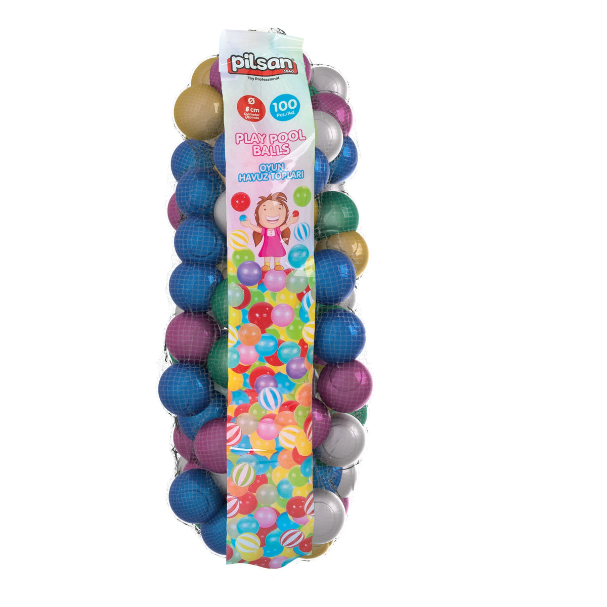 Pilsan Топки за игра 6 см 100 бр. Glitter 06405