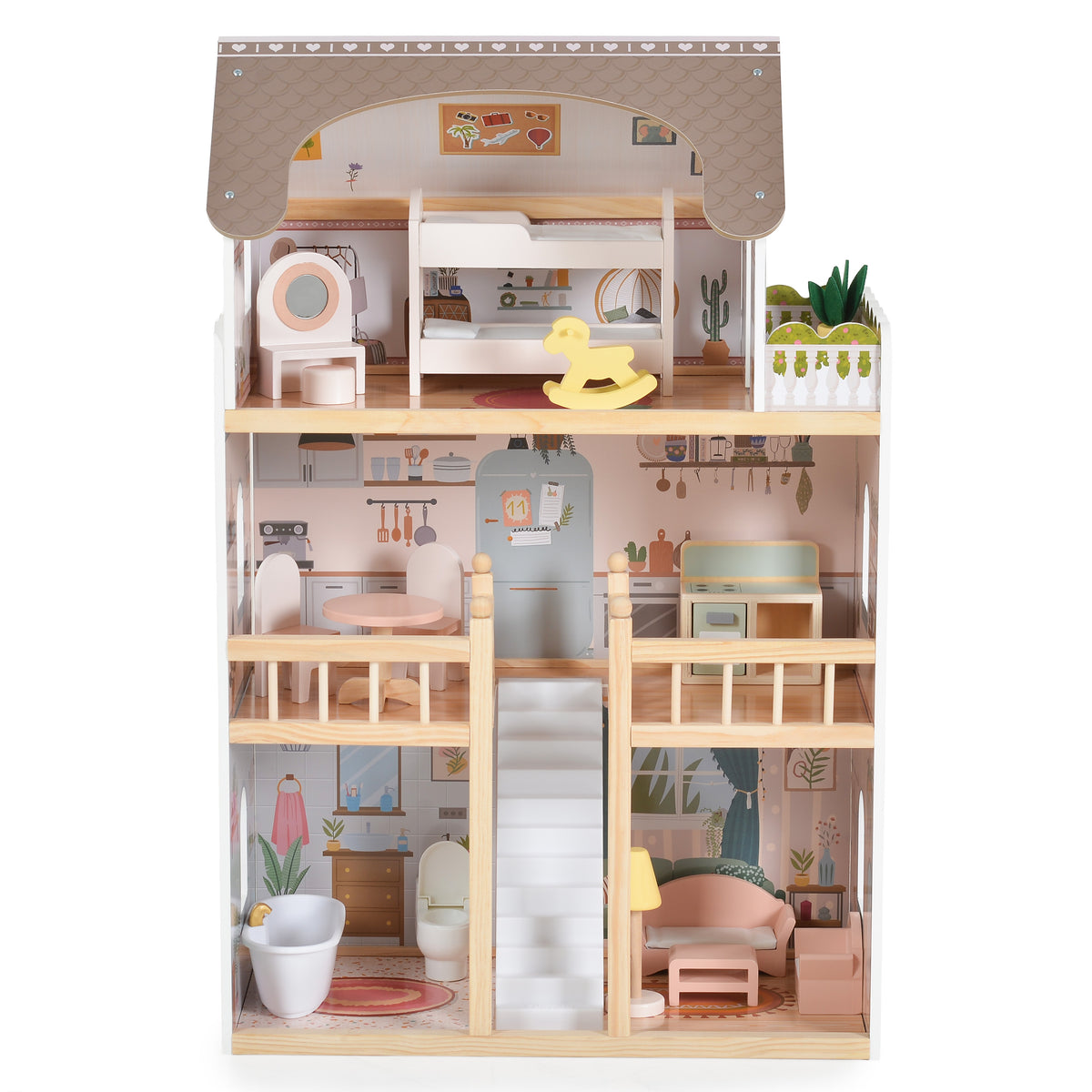 Moni Toys Дървена къща за кукли Lina 8208