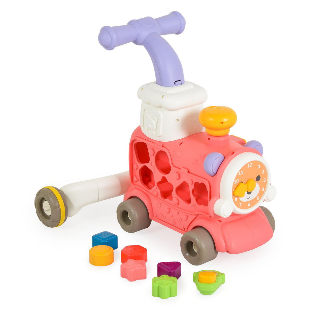 Moni Toys Играчка за прохождане 3в1 Happy Train pink