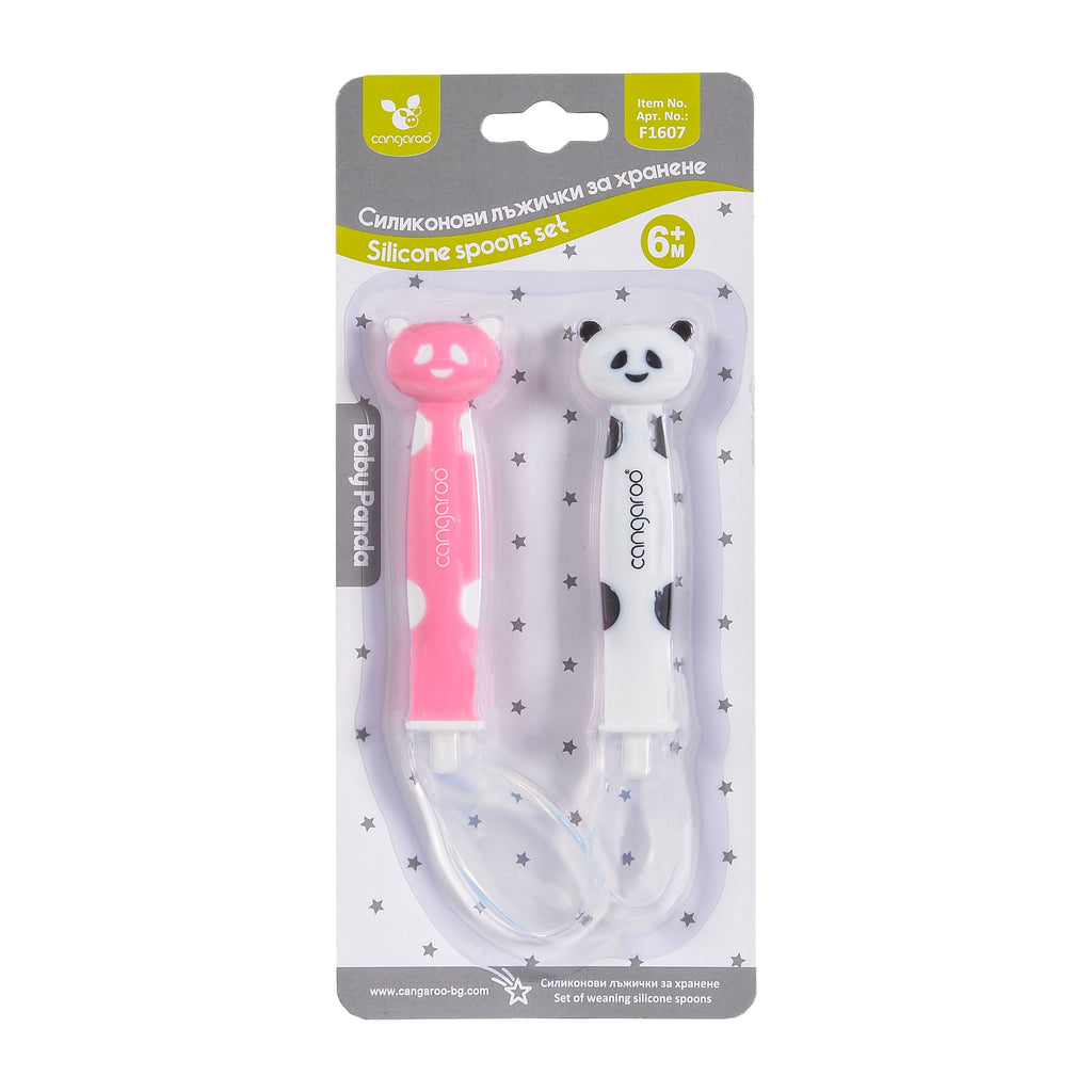 Cangaroo Силиконови лъжици Baby Panda F1607 - Розов