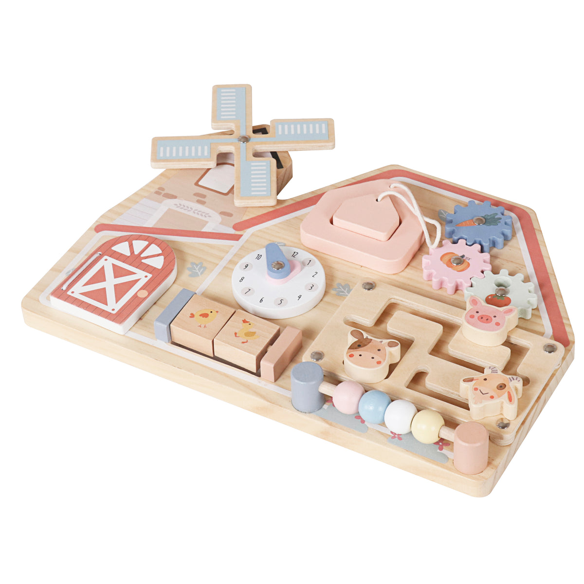 Moni Toys Монтесори дървена дъска Farm House W12D824