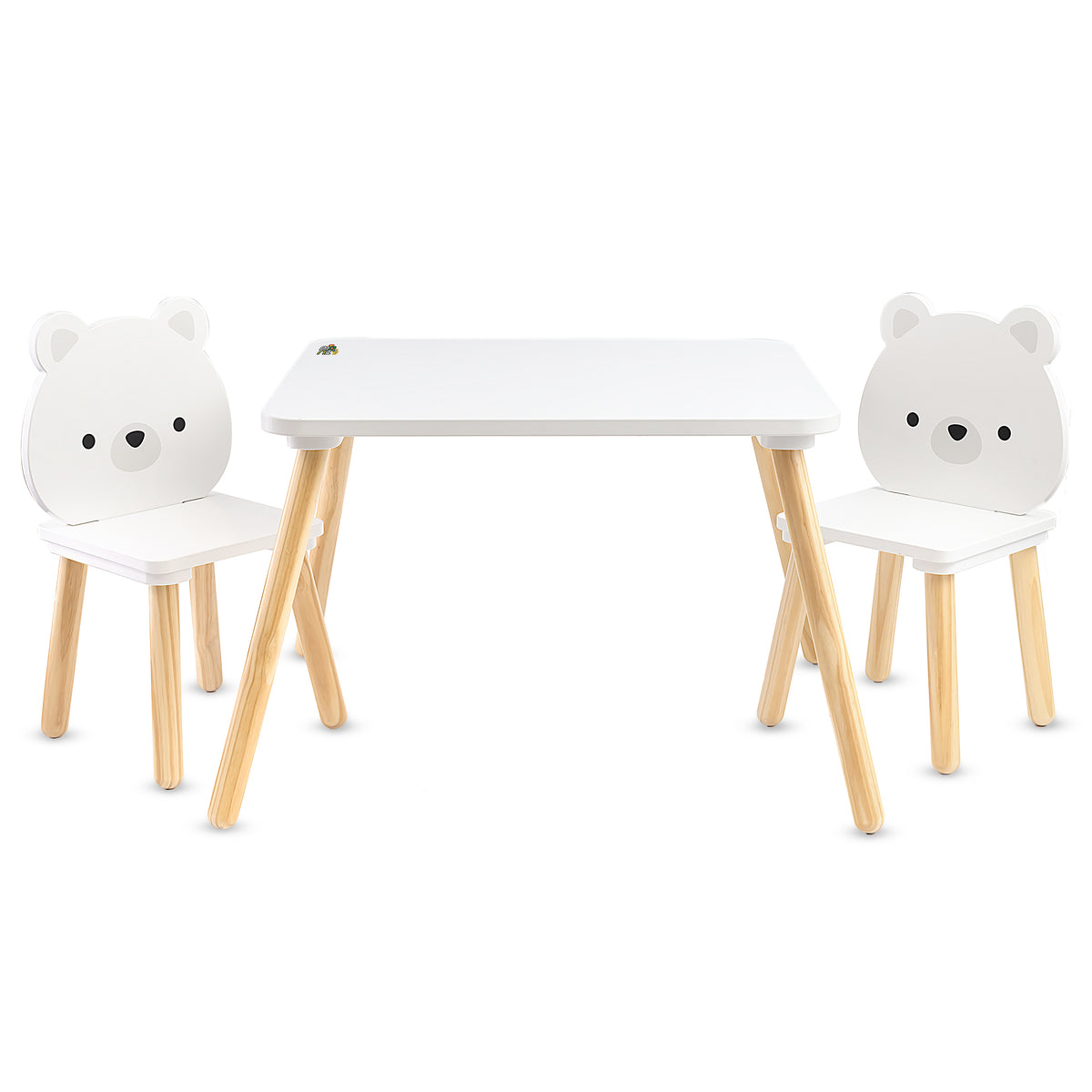 Moni Toys Дървена маса с 2 стола White Bears