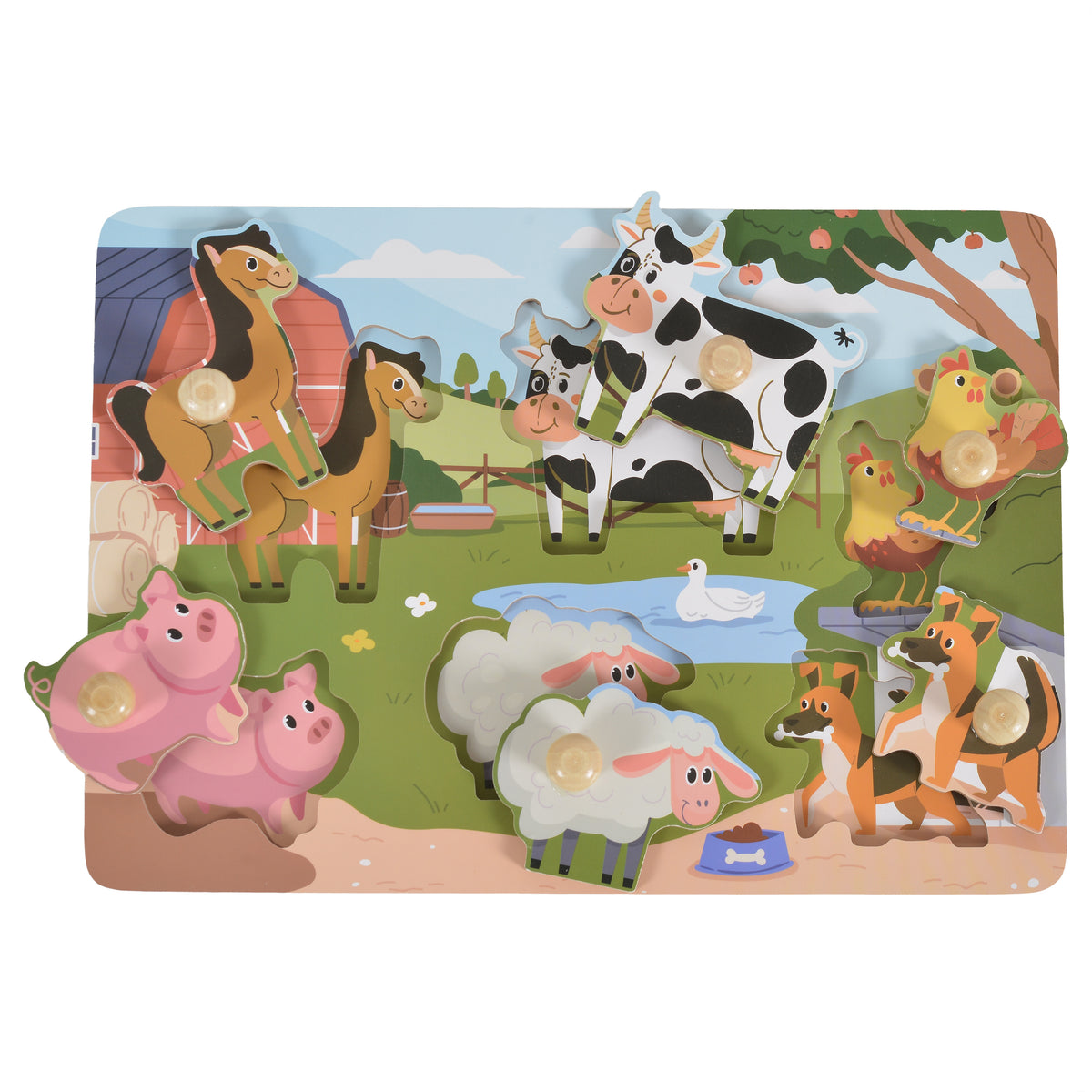 Moni Toys Дървен пъзел Farm 3005
