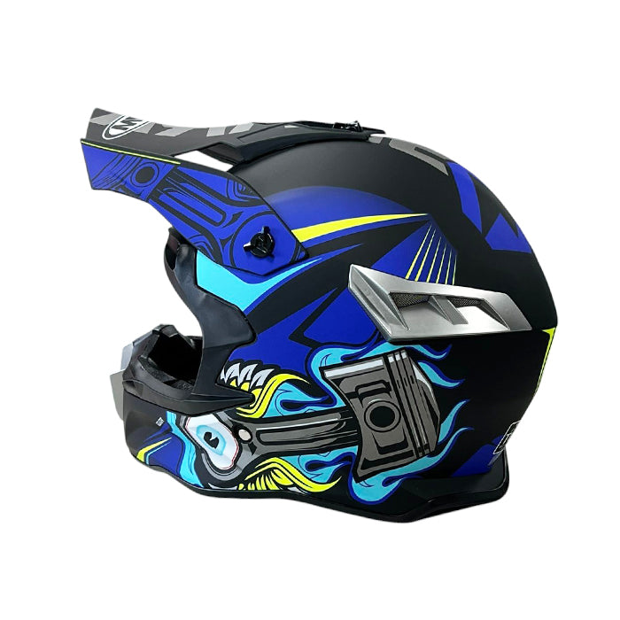 Каска мото 188 Крос XL Matt Black/Blue