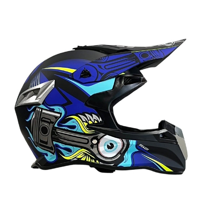 Каска мото 188 Крос XL Matt Black/Blue