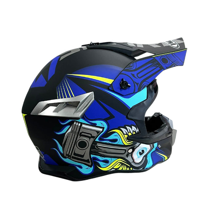 Каска мото 188 Крос XL Matt Black/Blue