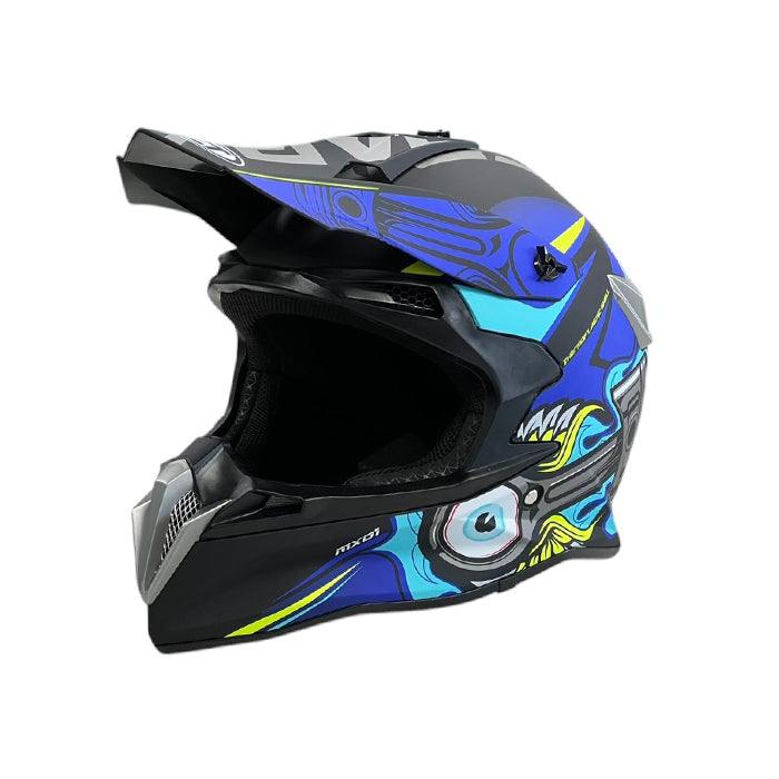 Каска мото 188 Крос XL Matt Black/Blue