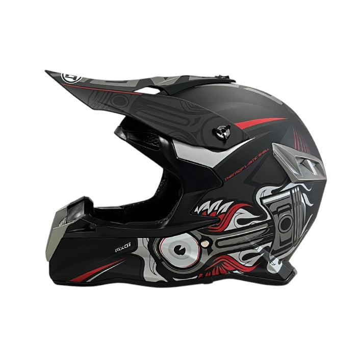 Каска мото 188 Крос L Matt Black/Grey Red