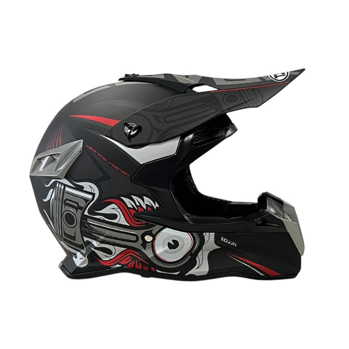 Каска мото 188 Крос L Matt Black/Grey Red