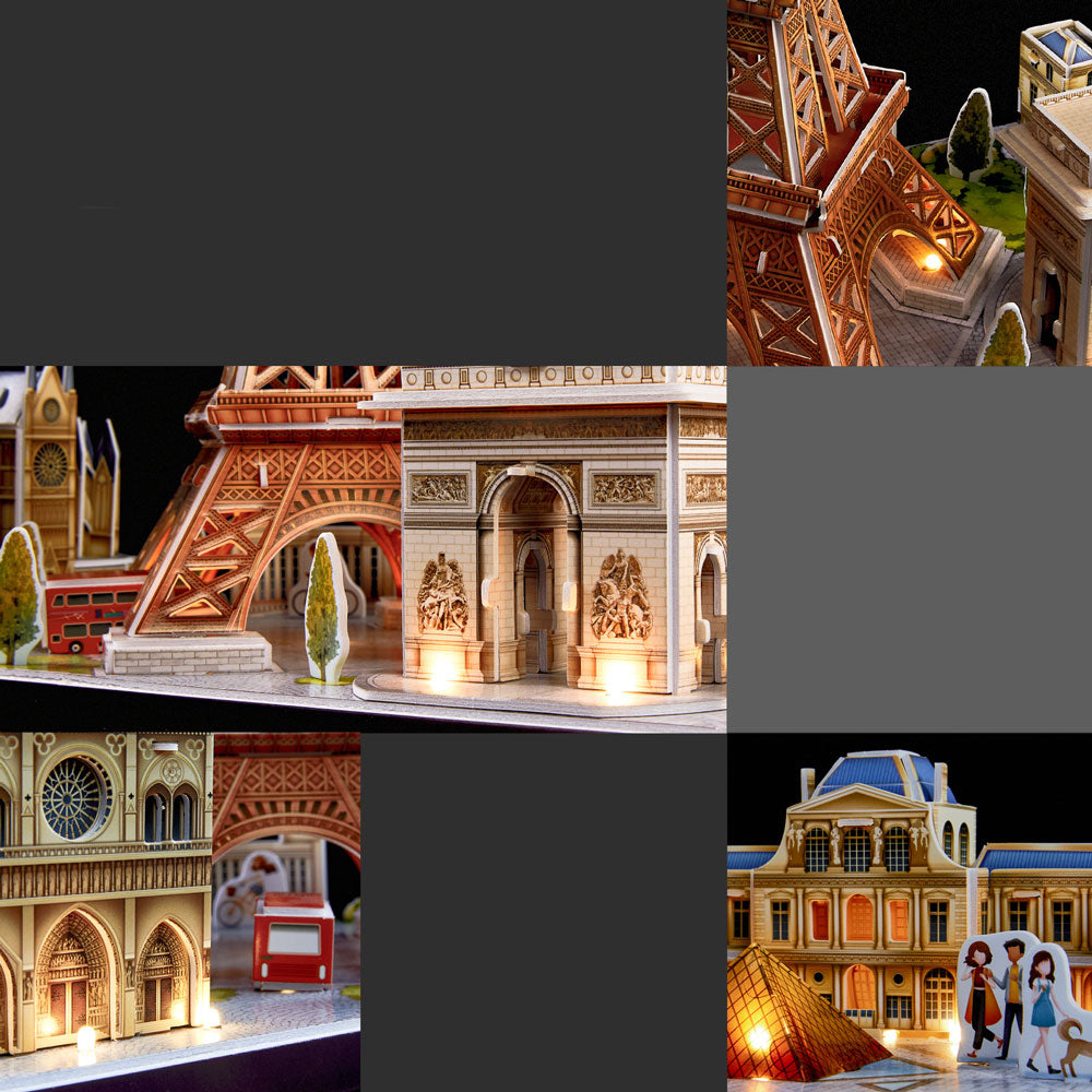 CubicFun Пъзел 3D City Line Paris 115ч. с LED светлини