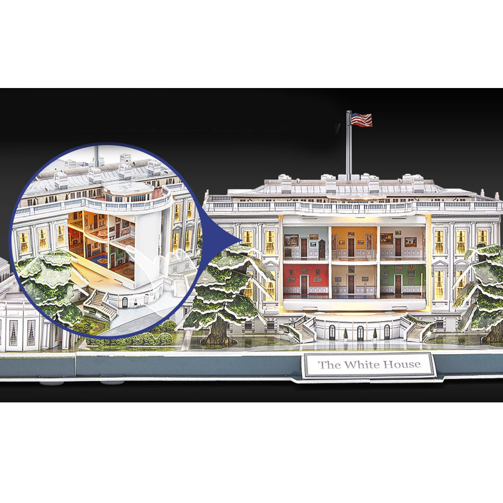 CubicFun Пъзел 3D The White House 151ч. с LED светлини отварящ се