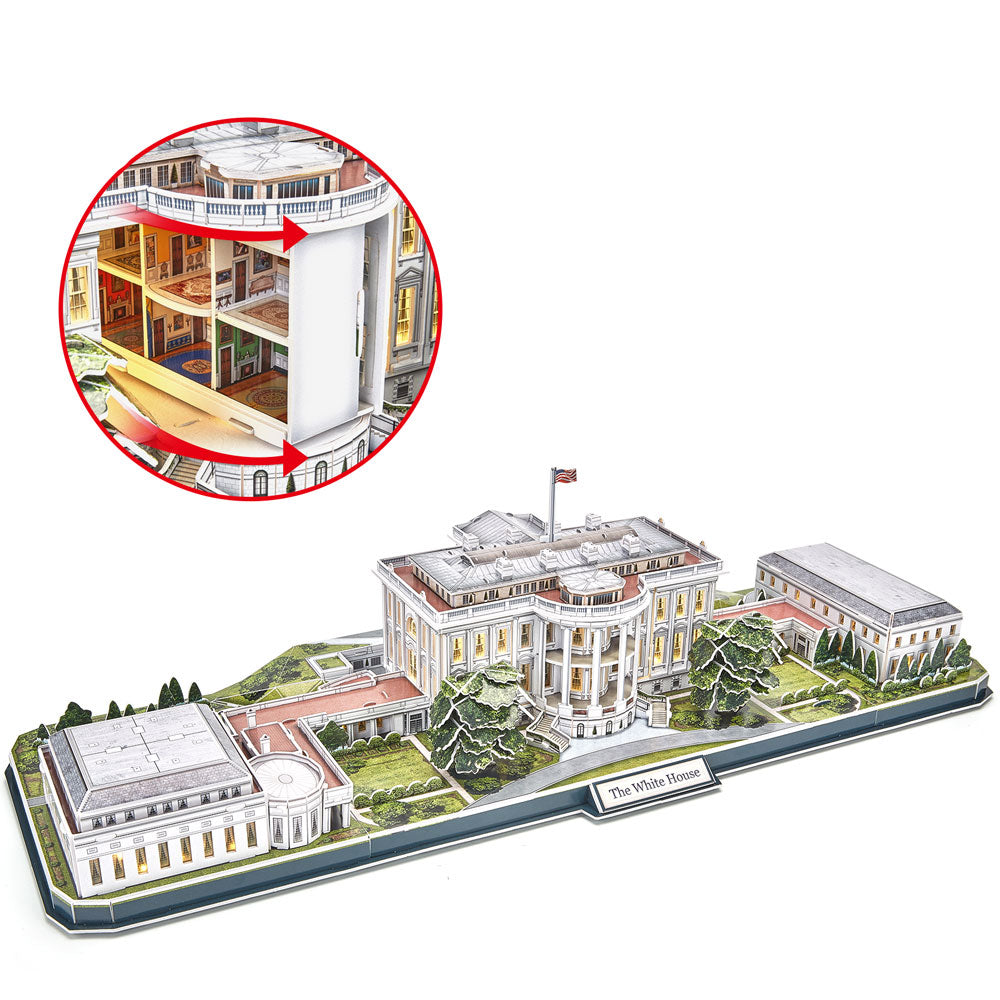CubicFun Пъзел 3D The White House 151ч. с LED светлини отварящ се
