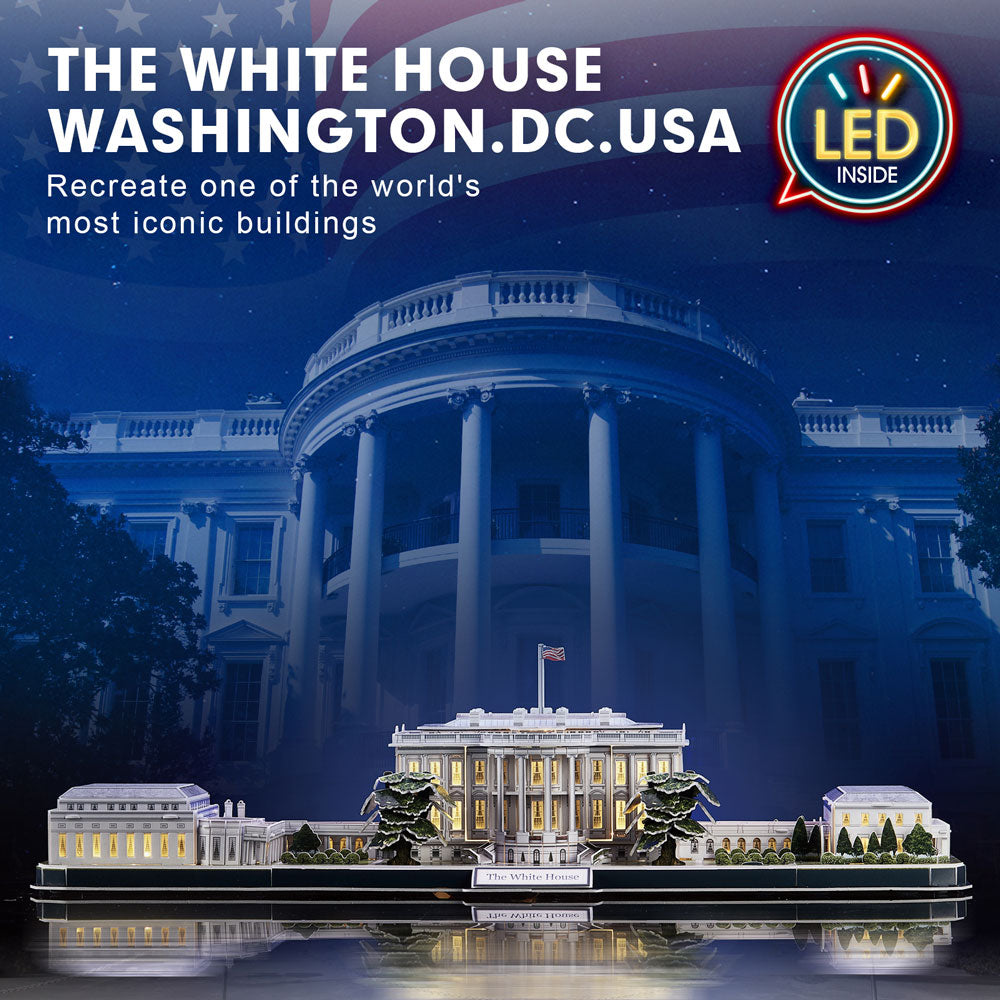 CubicFun Пъзел 3D The White House 151ч. с LED светлини отварящ се