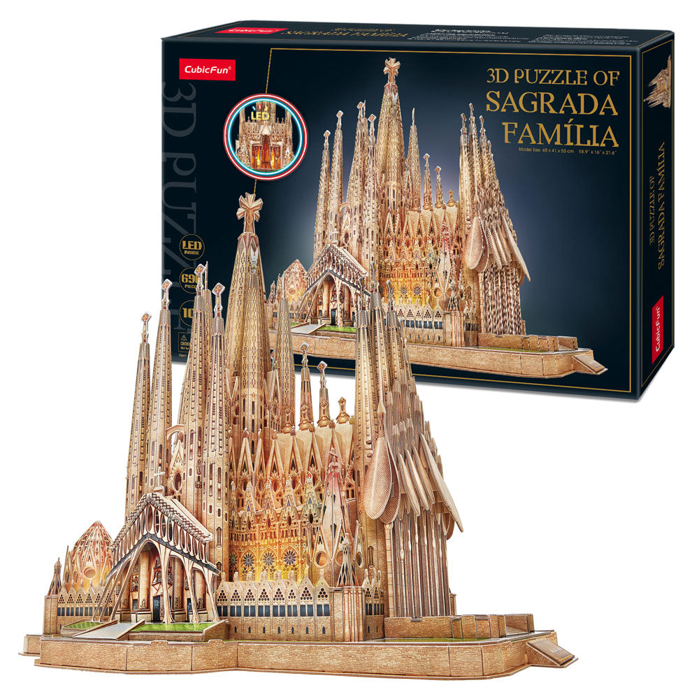 CubicFun Пъзел 3D Sagrada Familia 696ч. с LED светлини