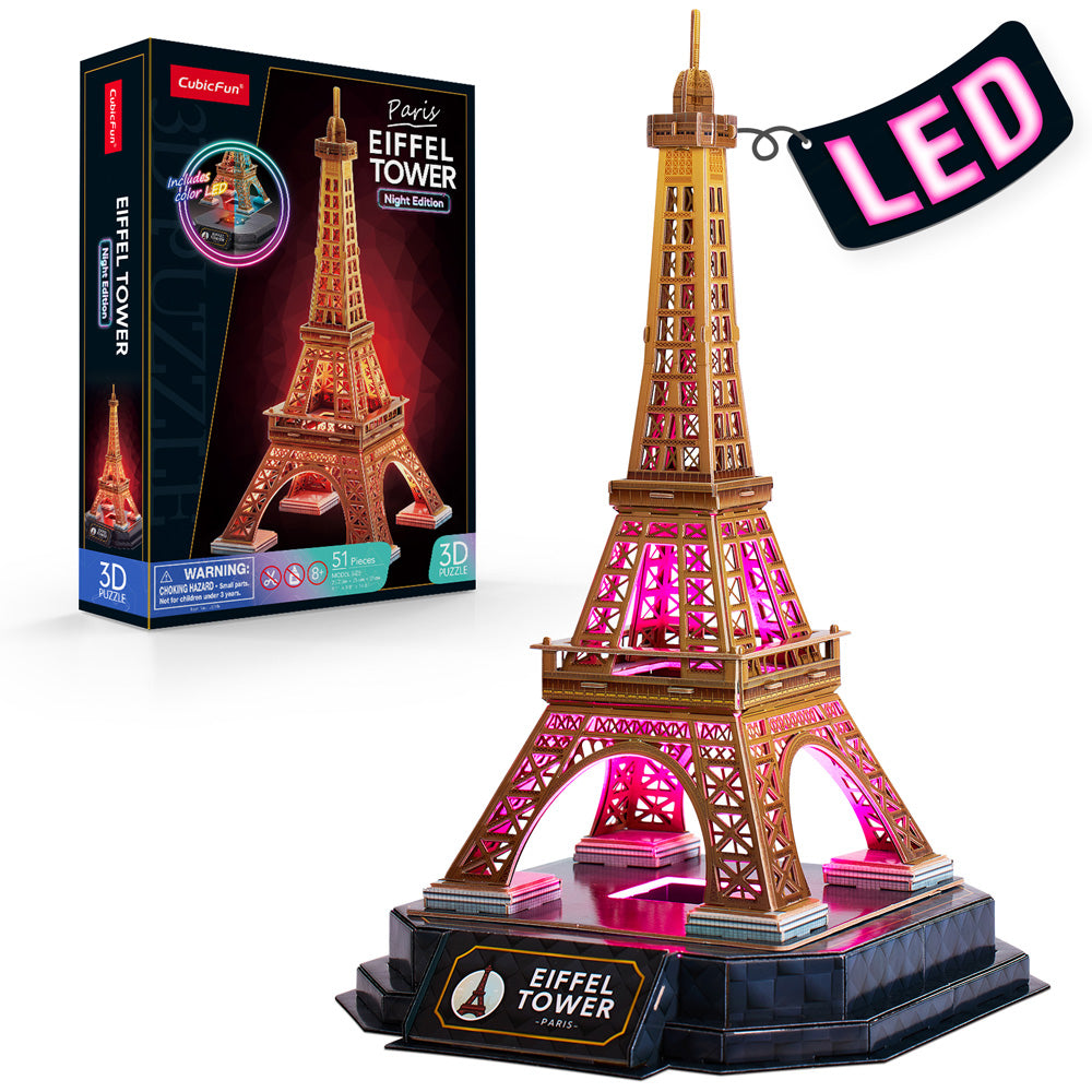 CubicFun Пъзел 3D Eiffel Tower Paris Night Edition с LED светлини