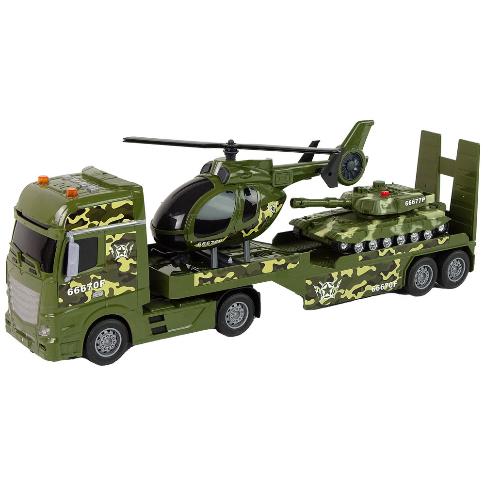 ToyStar Автовоз Military с хеликоптер и танк звук и светлина