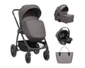 KikkaBoo Комбинирана количка 3в1 с кош за новородено Modena Dark Grey