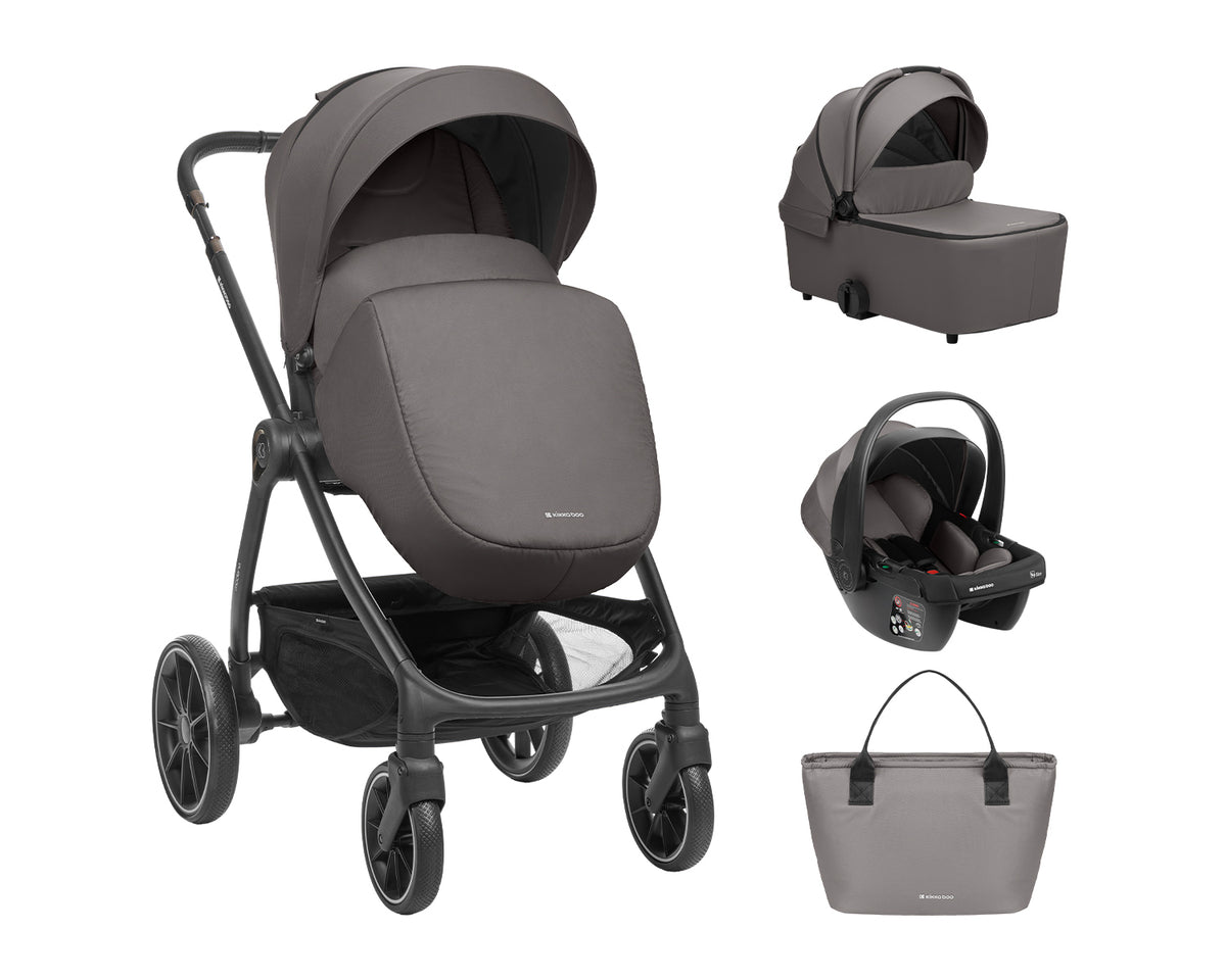 KikkaBoo Комбинирана количка 3в1 с кош за новородено Modena Dark Grey