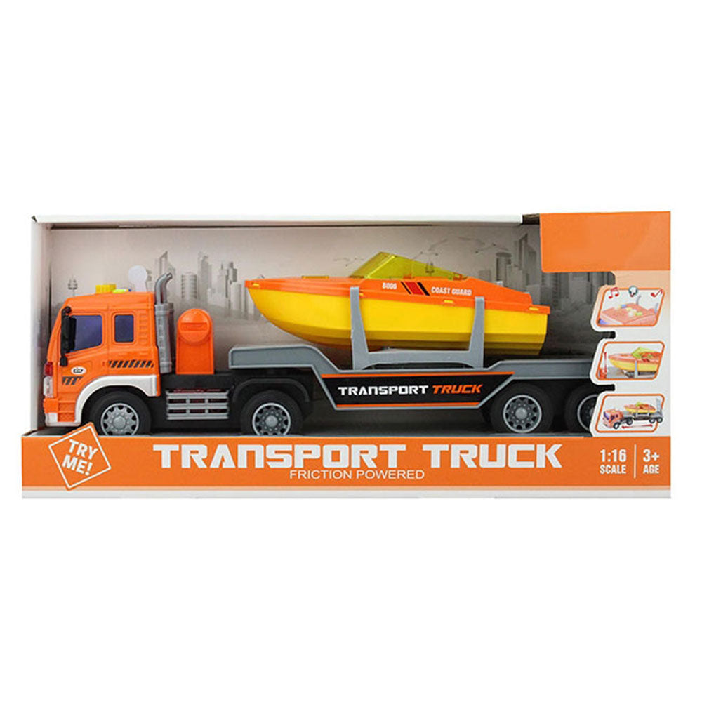 OCIE City Service Камион с платформа и лодка Transport Truck 1:16