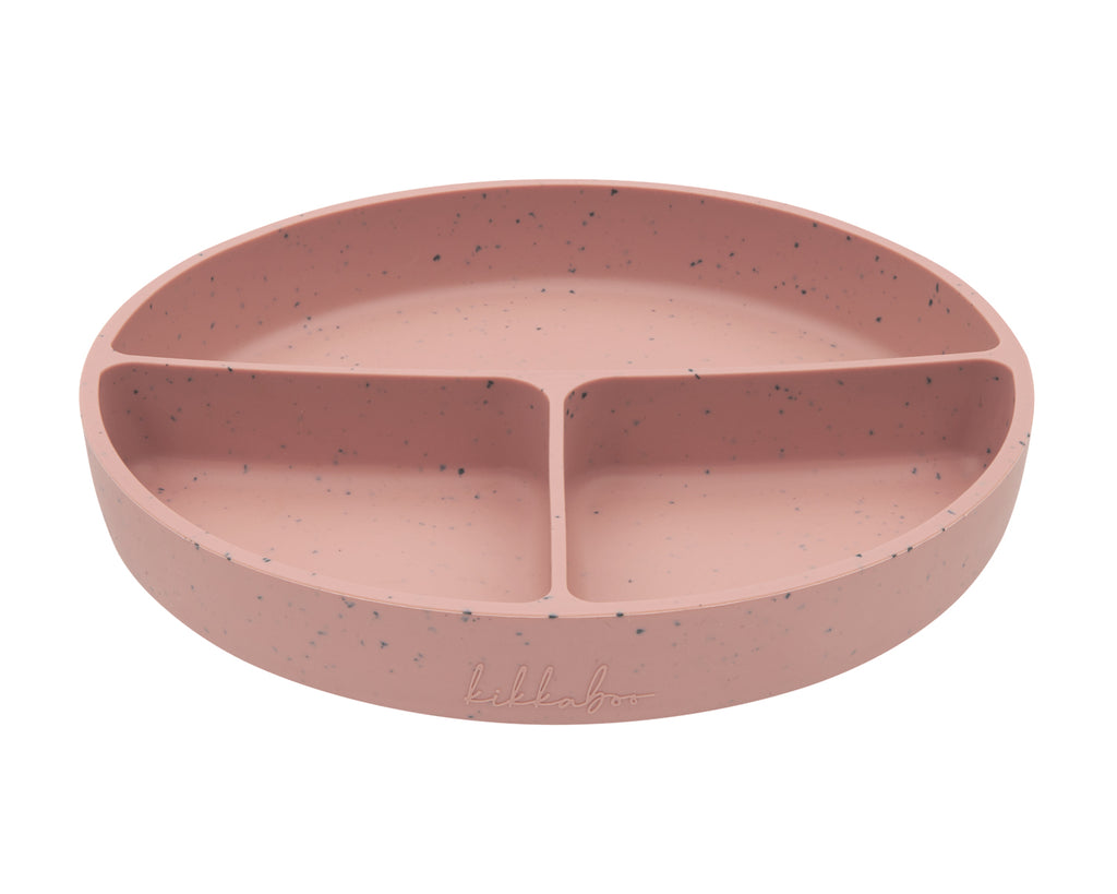 KikkaBoo Чиния с отделения и вакуумно дъно Platinum Silicone Blush