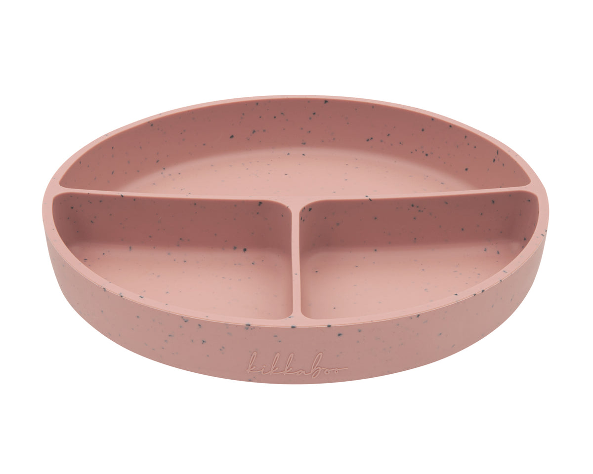 KikkaBoo Чиния с отделения и вакуумно дъно Platinum Silicone Blush