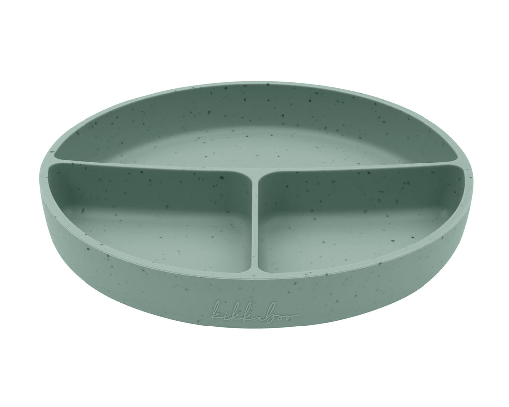 KikkaBoo Чиния с отделения и вакуумно дъно Platinum Silicone Sage
