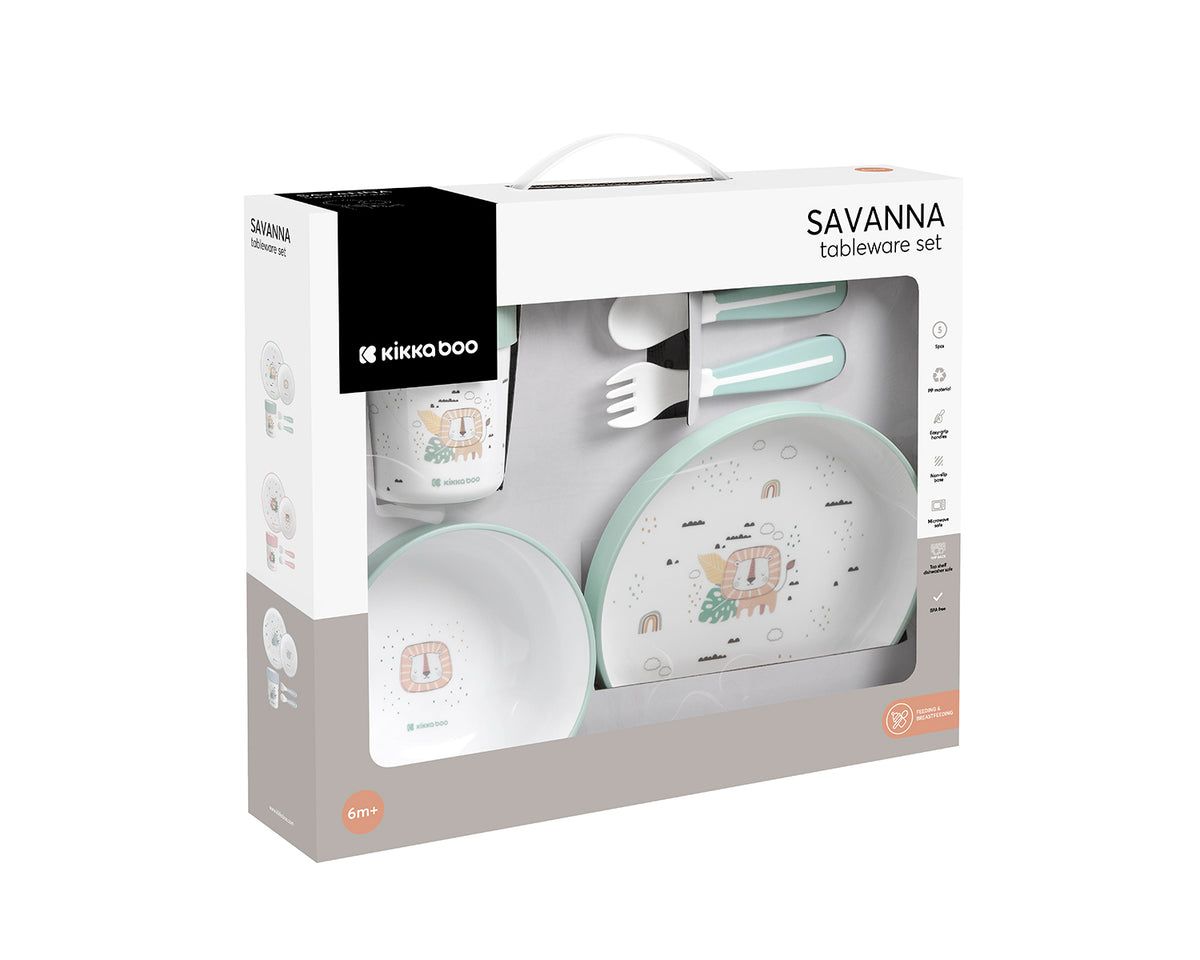 KikkaBoo Сет за хранене пластмаса Savanna Мента