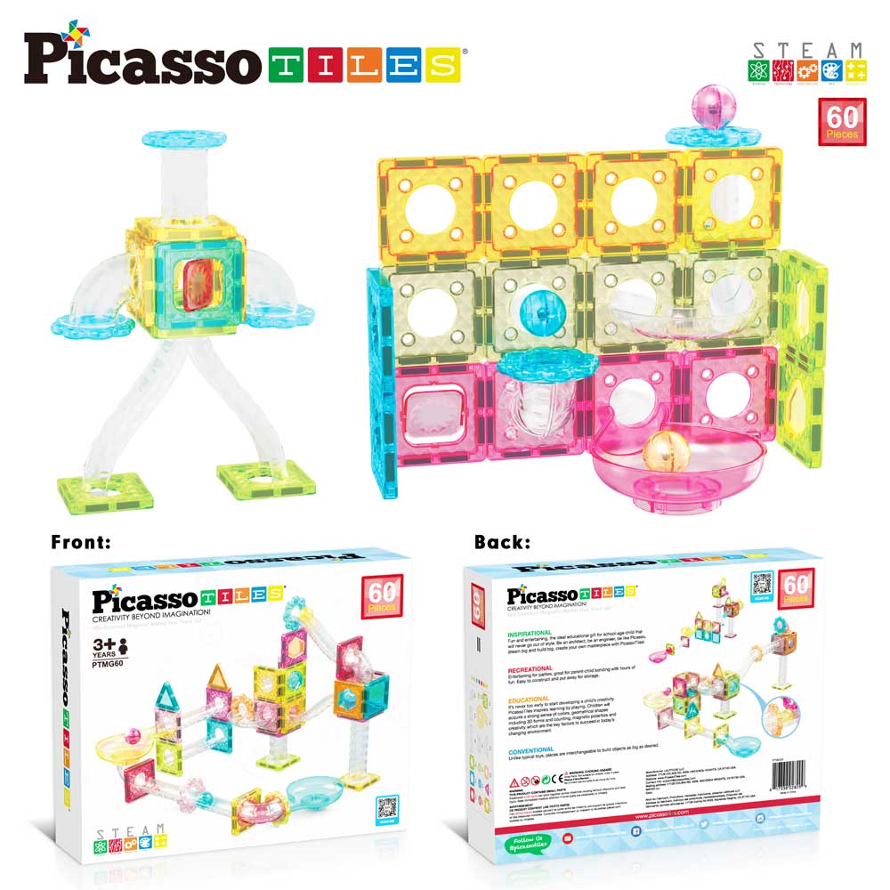 Picasso STEAM Магнитен конструктор Писта за топчета Travel 60 части