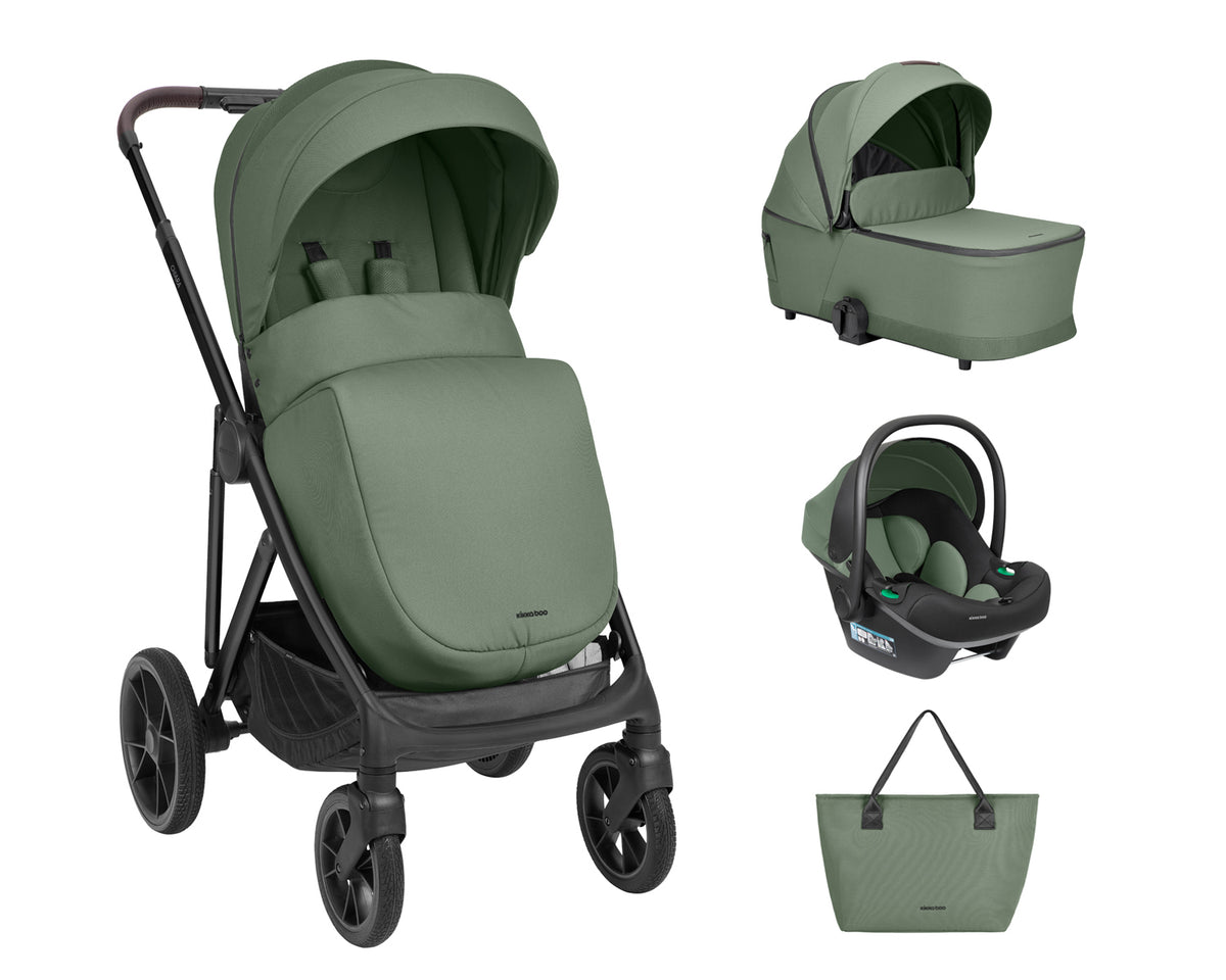 KikkaBoo Комбинирана количка 3в1 с кош за новородено Chiara Army Green 2027